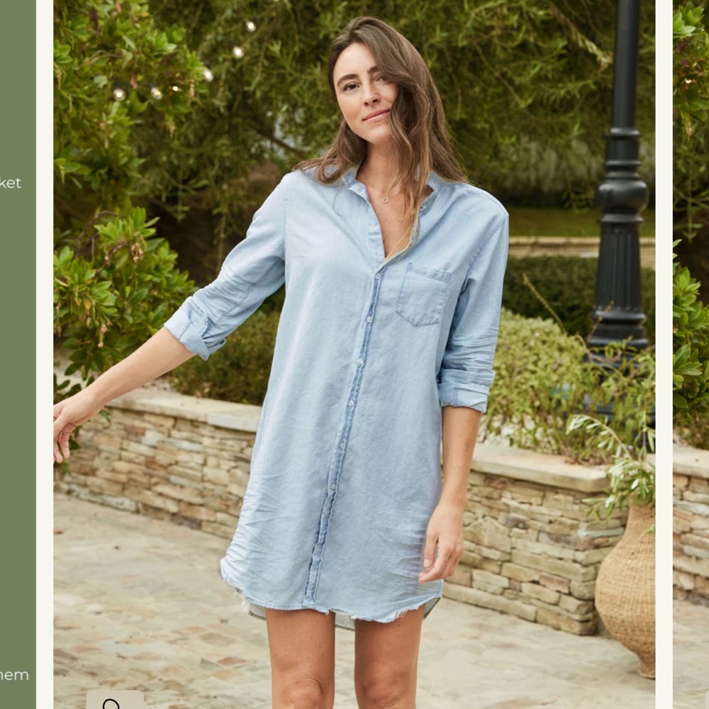Frank & Eileen classic Blue Tattered Wash Shirtdress